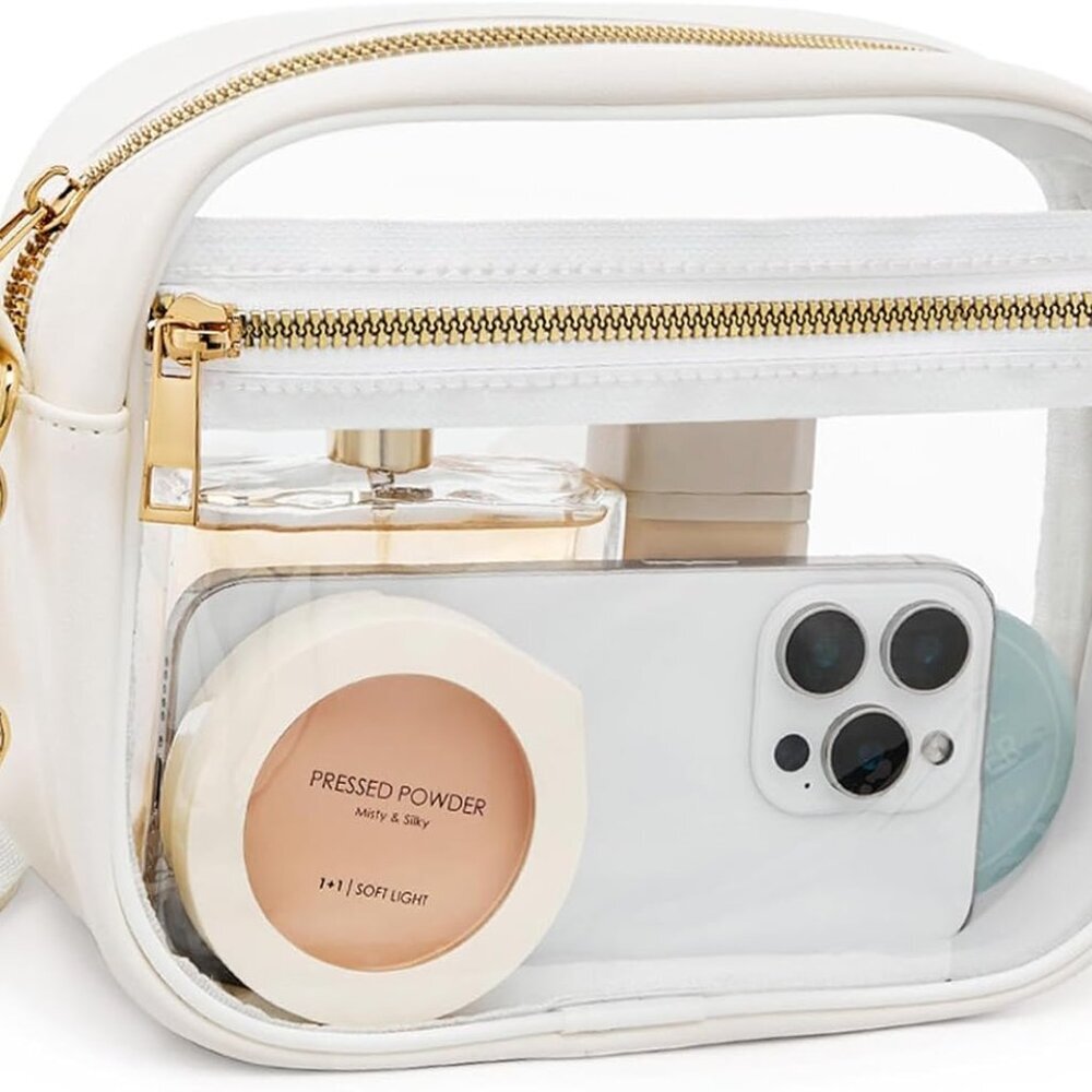 Clear Bag Stadium Approved, Leather Clear Crossbody Purse Bag for Concerts Sport